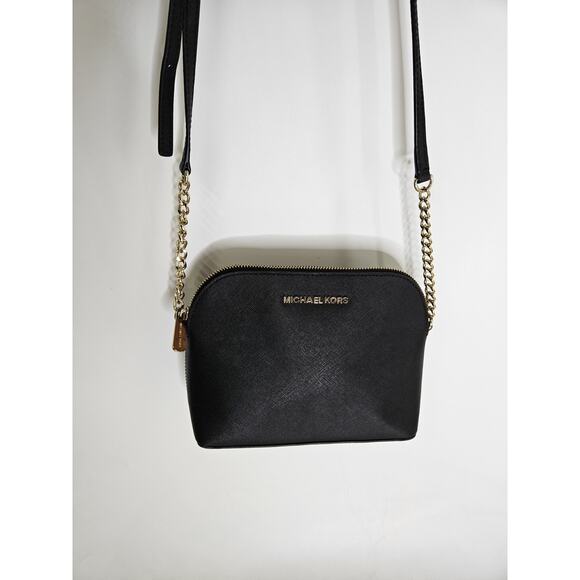 Michael Kors Cindy Dome Small Leather Crossbody Purse Black - Picture 2 of 6